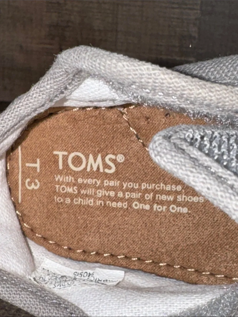 Toms Toddler Light Gray Canvas Slip-On Shoes-size 3